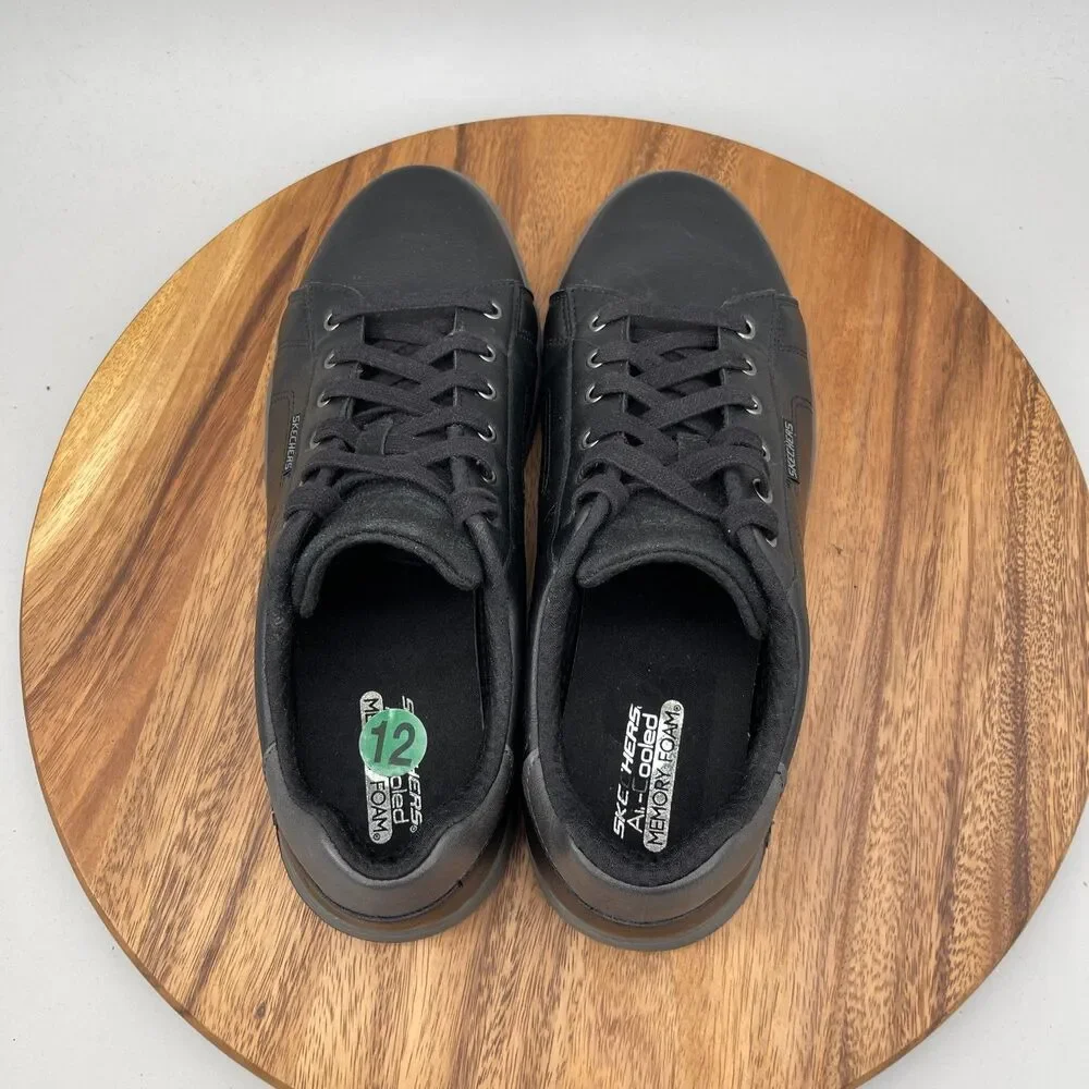Skechers Hensley Shoes Mens Size 12 Black Synthetic Leather Trainers Running